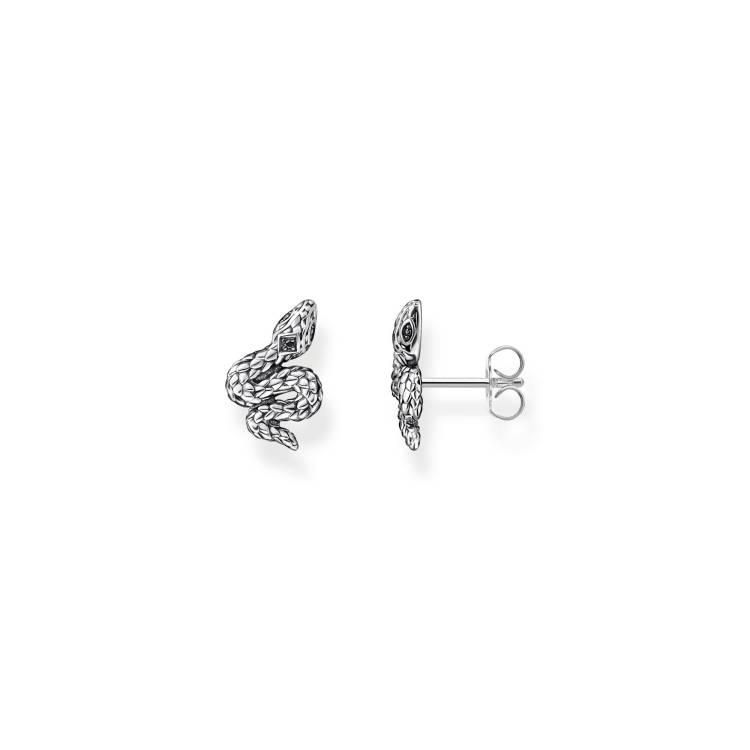 Thomas Sabo Sterling Silver Blackened Snake Stud Earrings - Silver