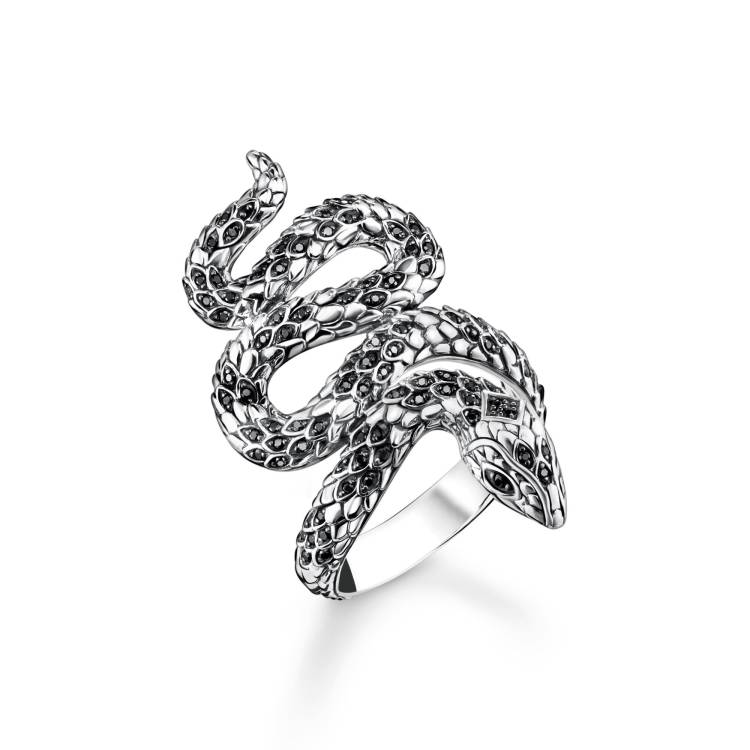 Thomas Sabo Sterling Silver Blackened Snake Ring - 58