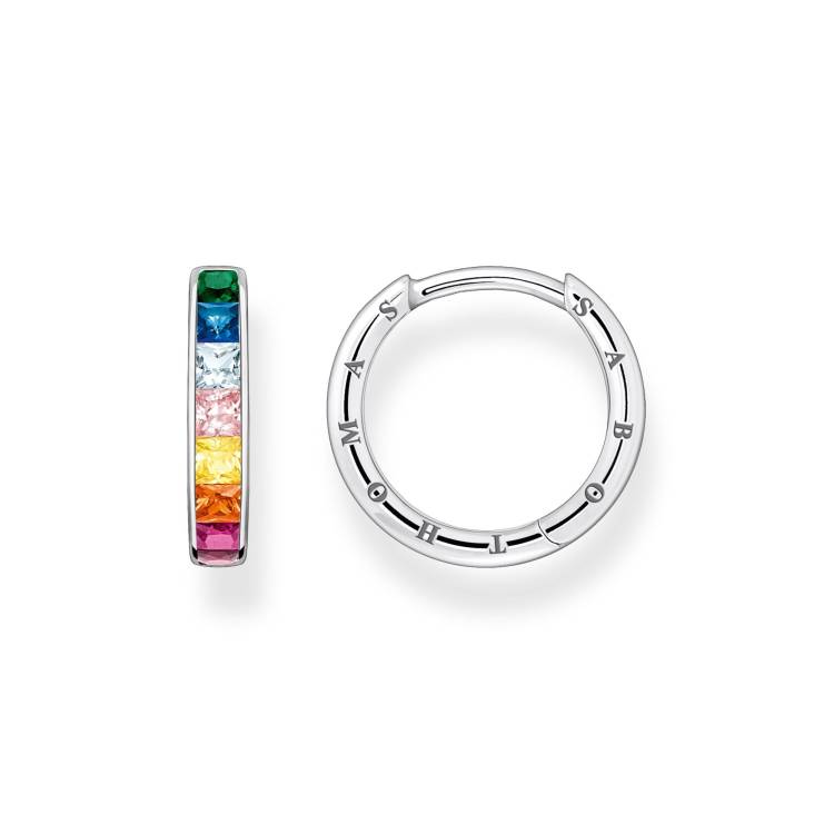 Thomas Sabo Sterling Silver Colourful Stone Hoop Earrings - Silver