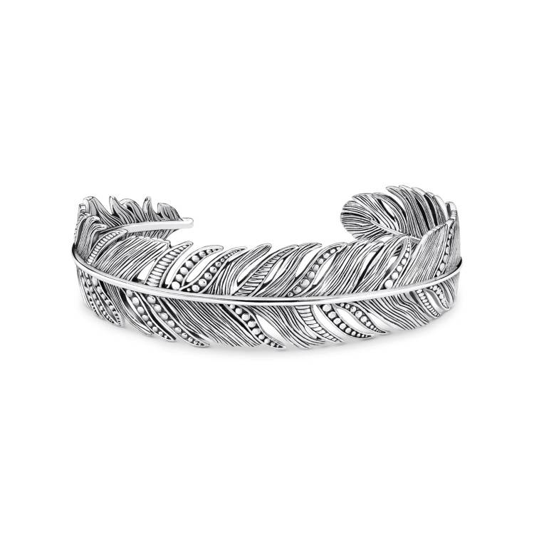 Thomas Sabo Sterling Silver Feather Bangle - Silver