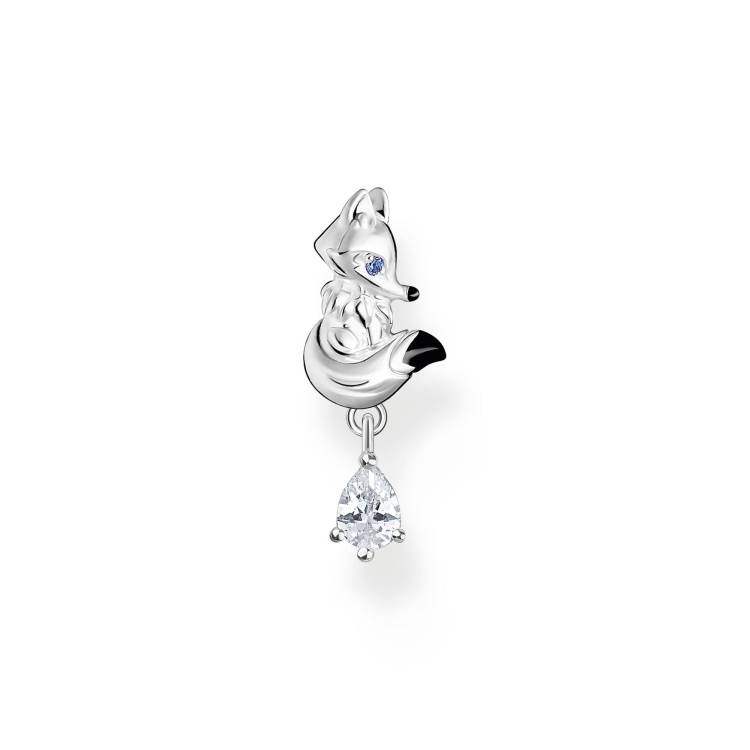 Thomas Sabo Sterling Silver Fox White Stones Single Stud Earring - Silver