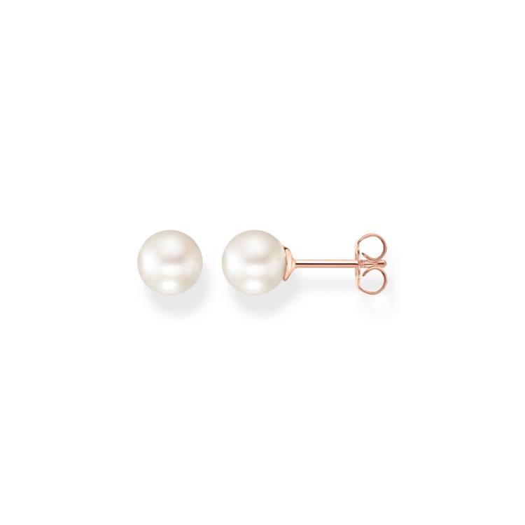 Thomas Sabo Rose Gold Plated Sterling Silver Freshwater Pearl Stud Earrings - Silver