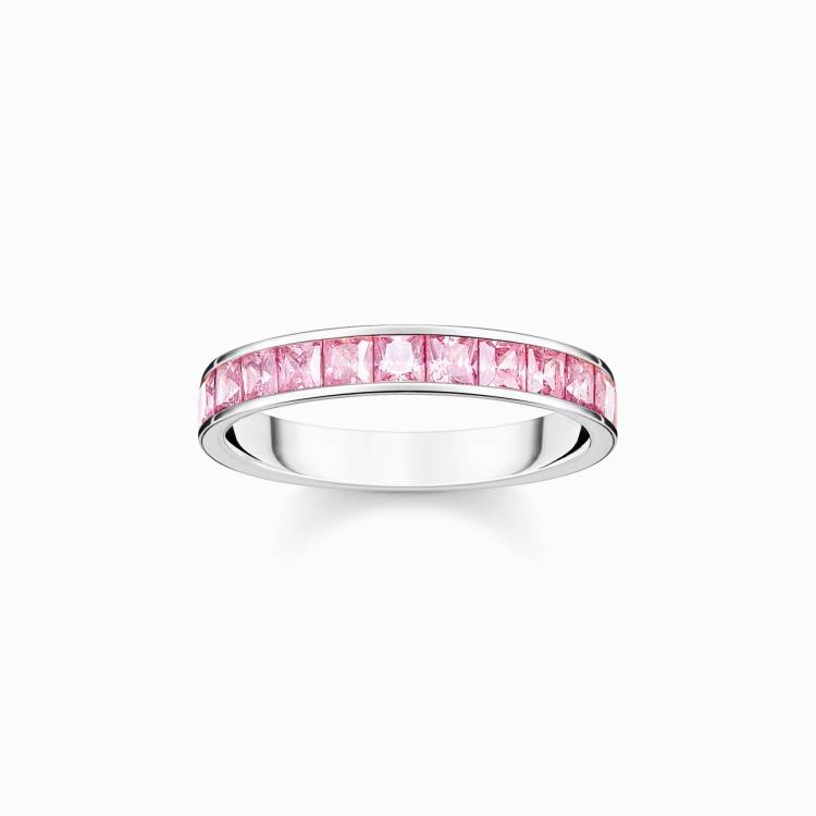 Thomas Sabo Sterling Silver Pave Pink Stones Ring - 48