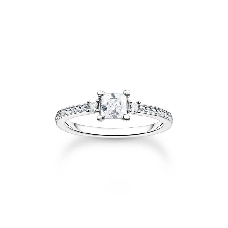 Thomas Sabo Sterling Silver Pave White Stone Ring - 60