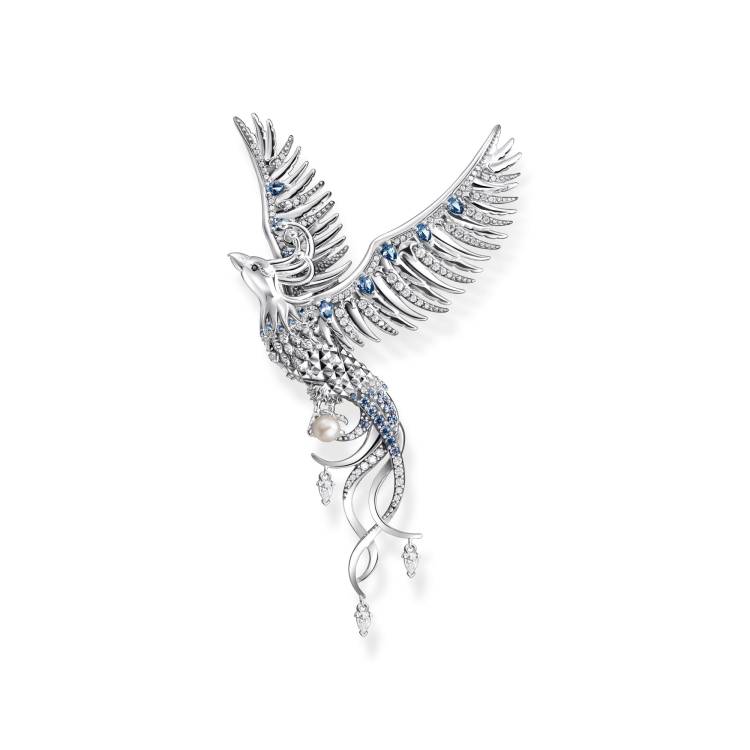 Thomas Sabo Sterling Silver Phoenix Blue Stones Pendant - Silver