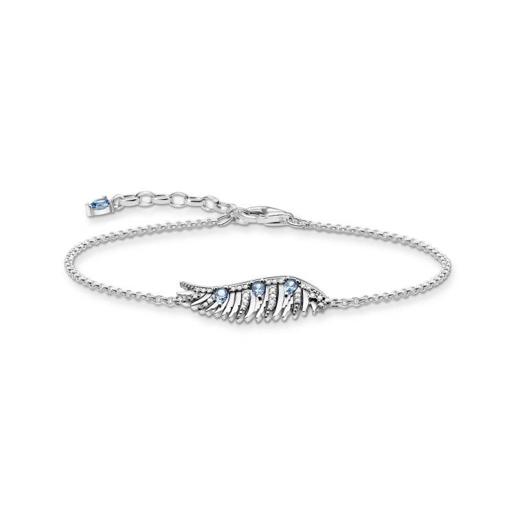Thomas Sabo Sterling Silver Phoenix Wing Blue Stones Bracelet - Silver