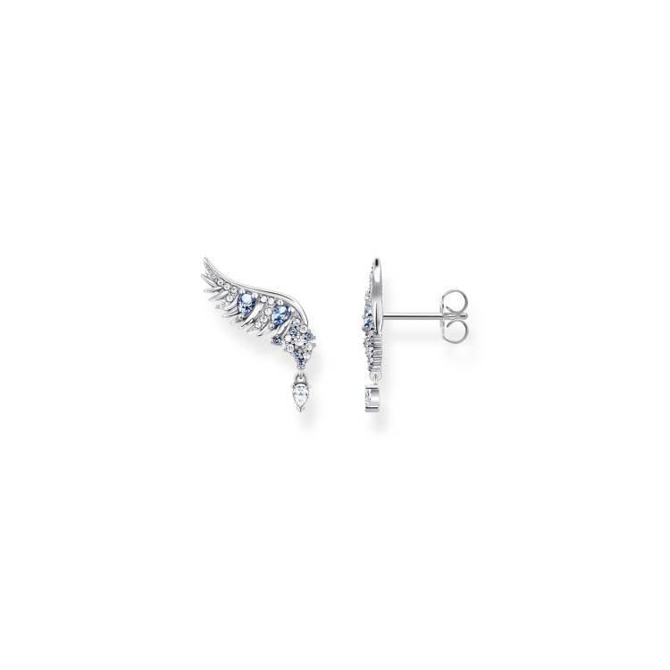 Thomas Sabo Sterling Silver Phoenix Wing Blue Stones Earrings - Silver