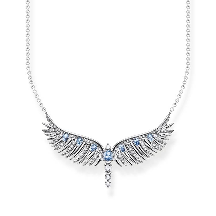 Thomas Sabo Sterling Silver Phoenix Wing Blue Stones Necklace - Silver