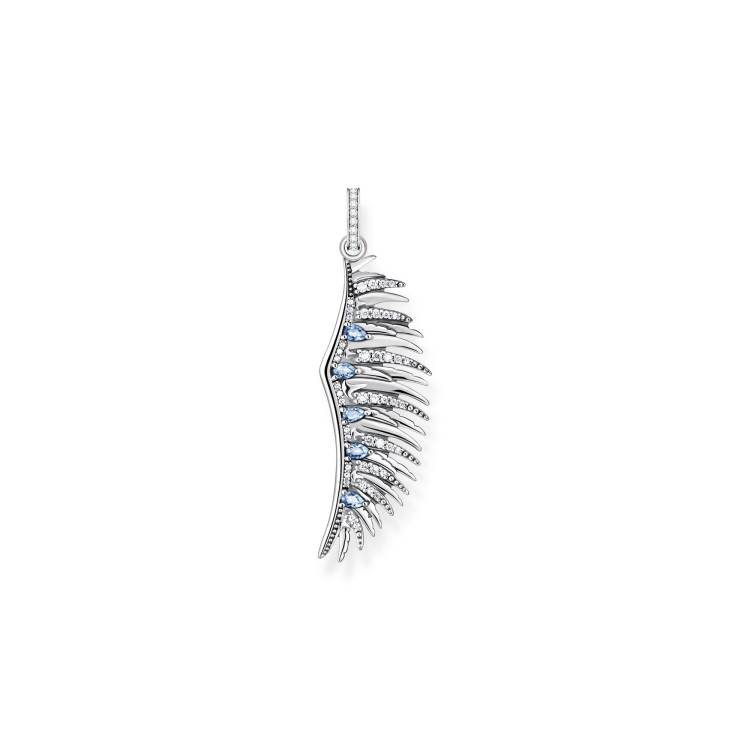 Thomas Sabo Sterling Silver Phoenix Wing Blue Stones Pendant - Silver