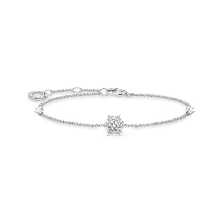 Thomas Sabo Sterling Silver Snowflake White Stones Bracelet - Silver