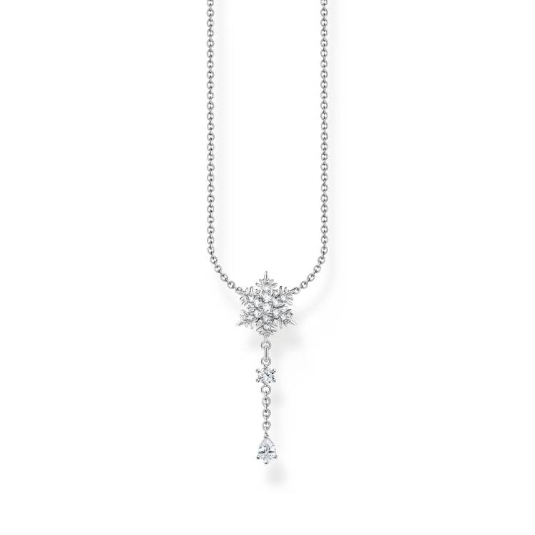 Thomas Sabo Sterling Silver Snowflake White Stones Necklace - Silver