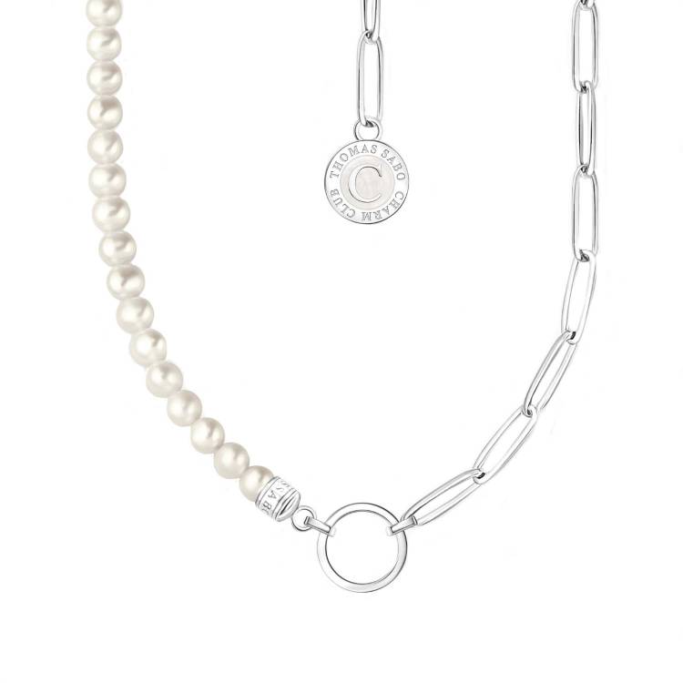 Thomas Sabo Sterling Silver White Pearl Charmista Member Charm Necklace with Coin