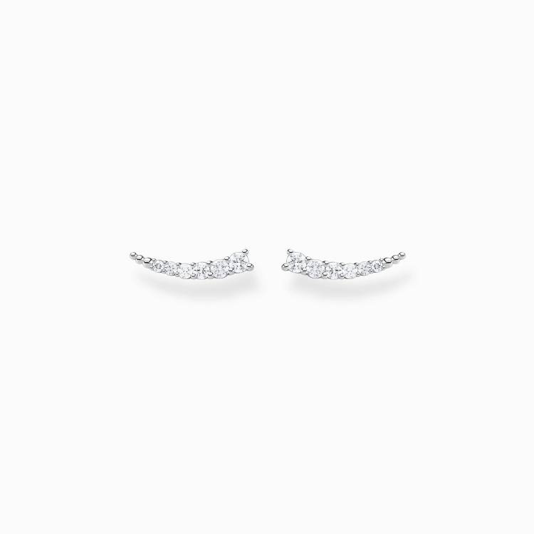 Thomas Sabo Sterling Silver White Stone Climber Earrings - Silver