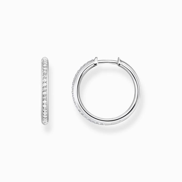 Thomas Sabo Sterling Silver White Stone Hoop Earrings - Silver