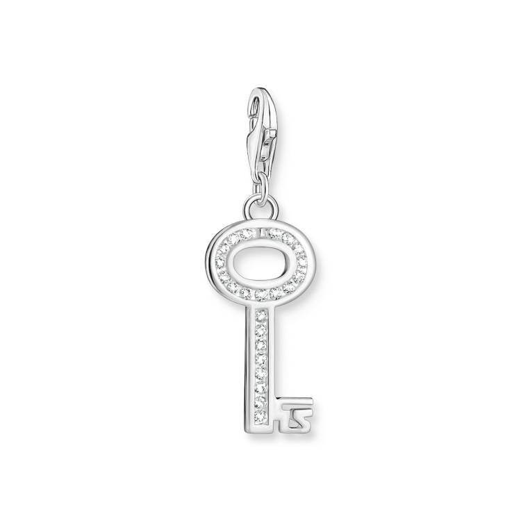 Thomas Sabo Sterling Silver White Stones Key Charm - Silver