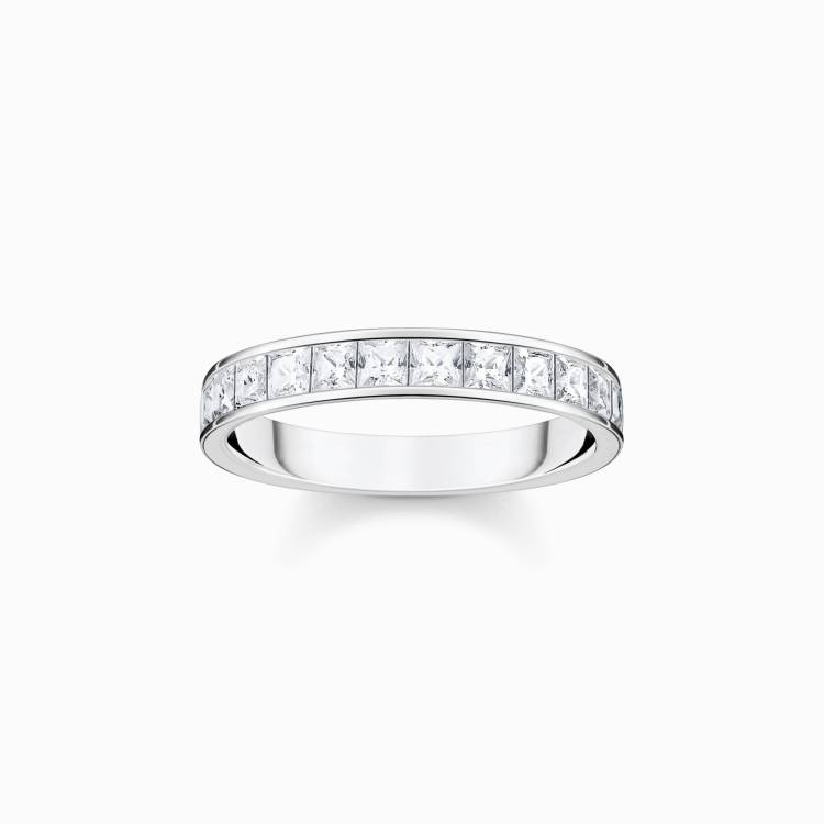 Thomas Sabo Sterling Silver White Stones Pave Ring - 52