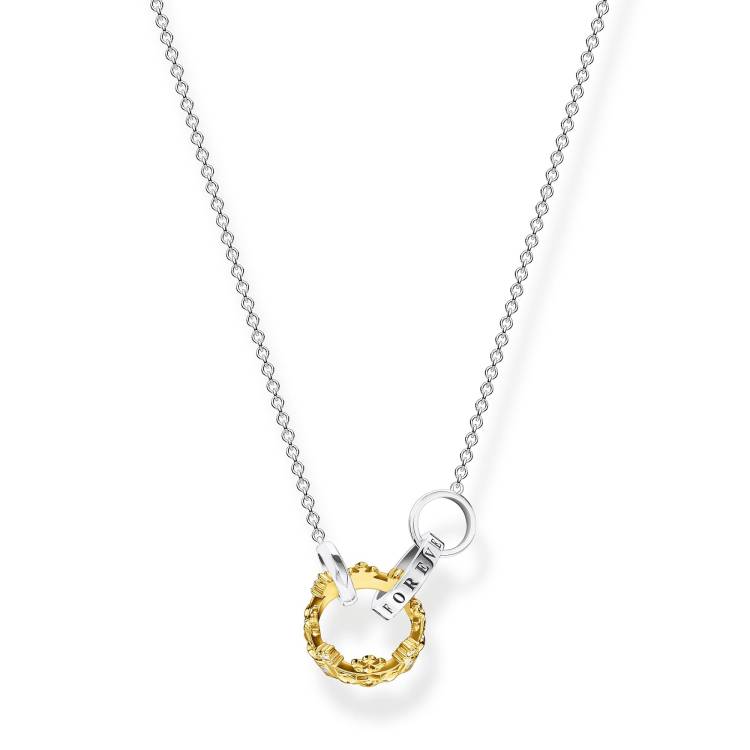 Thomas Sabo Sterling Silver Yellow Gold Plated Crown Necklace