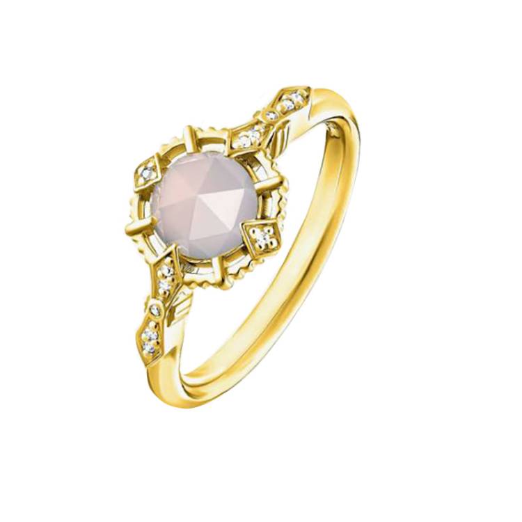 Thomas Sabo Vintage Yellow Gold Agate Diamond Ring D - 54