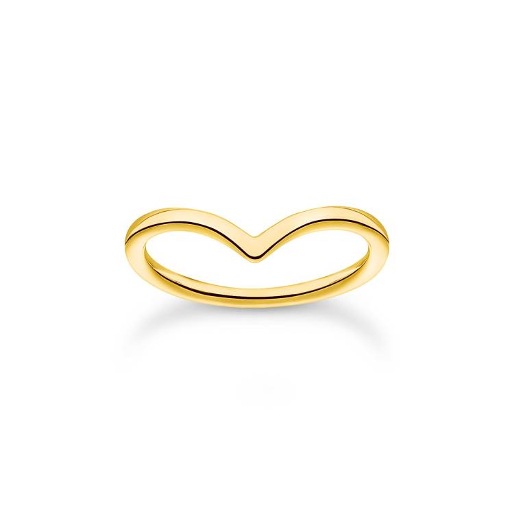 Thomas Sabo Yellow Gold Plated Sterling Silver V-Shape Ring - 60