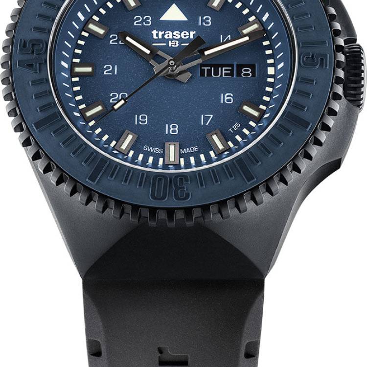 Traser H3 Watch P69 Black Stealth Blue Rubber - Blue