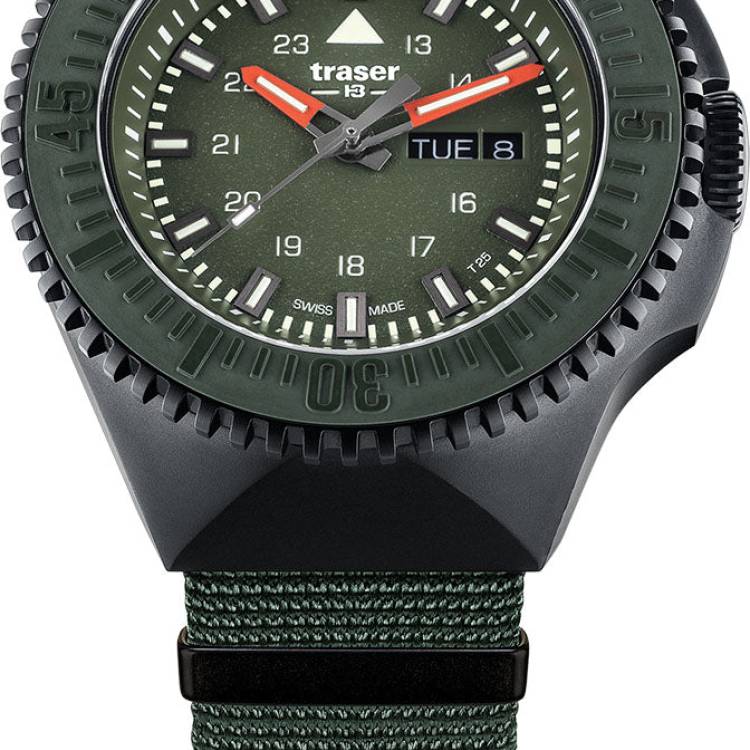 Traser H3 Watch P69 Black Stealth Green Nato - Green