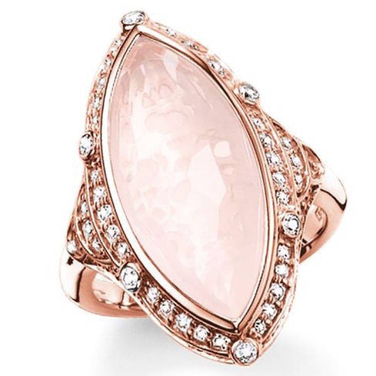 Thomas Sabo Glam And Soul Rose Gold Rose Quartz Ring D - 54