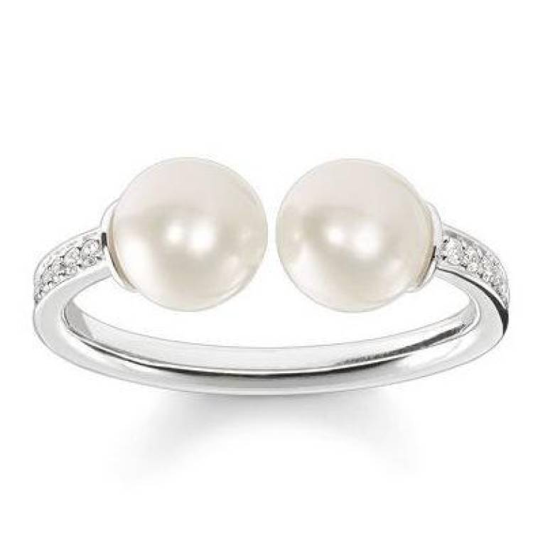 Thomas Sabo Glam And Soul Sterling Silver White Zirconia Pearl Ring D - 56