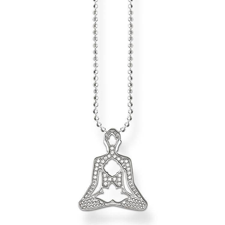 Thomas Sabo Glam And Soul Sterling Silver Zirconia Yoga Lotus Necklace D - Silver