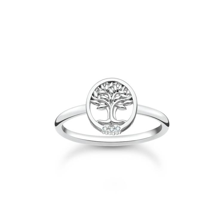Thomas Sabo Tree of Love Sterling Silver White Stone Ring D - 56