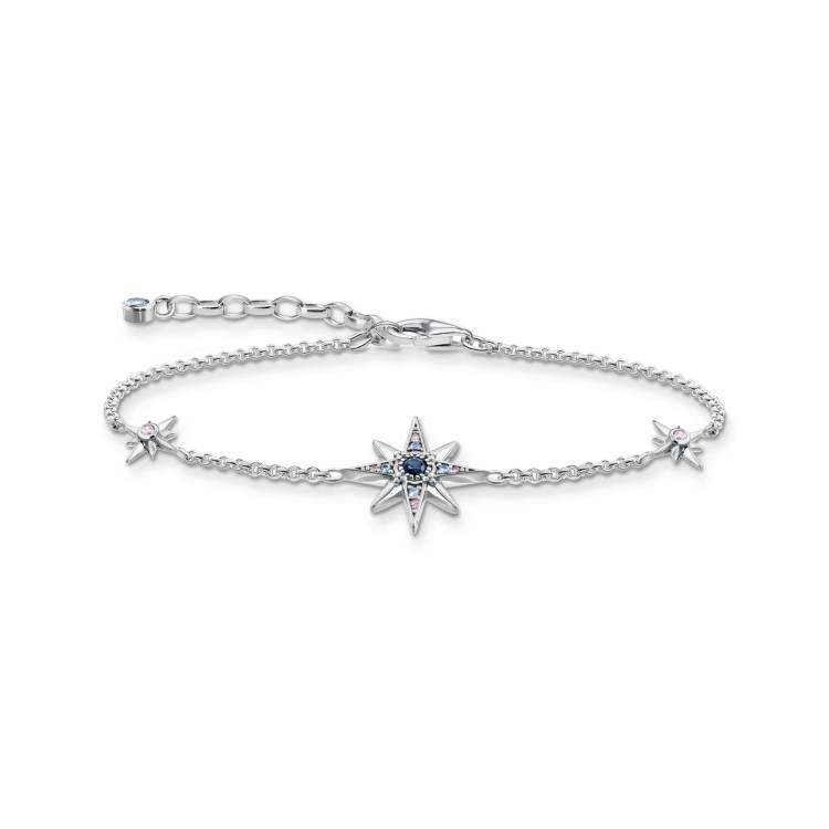 Thomas Sabo Royalty Sterling Silver Coloured Stone Star Bracelet - Silver