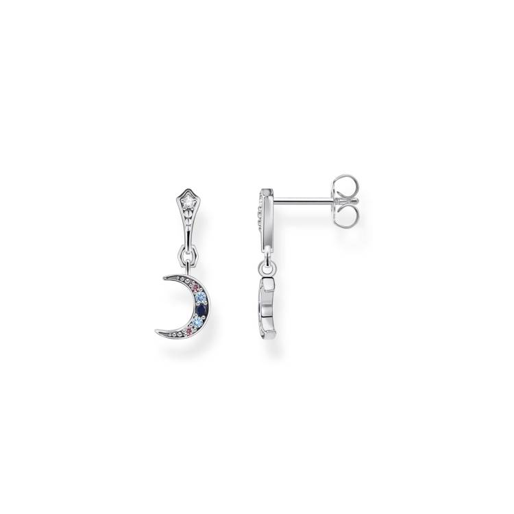 Thomas Sabo Royalty Sterling Silver Coloured Stone Moon Earrings - Silver