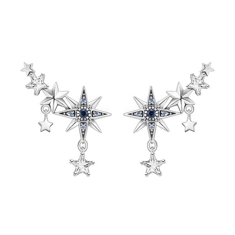 Thomas Sabo Royalty Sterling Silver Star Climber Earrings - Silver