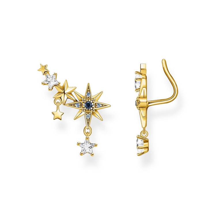 Thomas Sabo Royalty Gold Plated Sterling Silver Star Climber Earrings - Silver