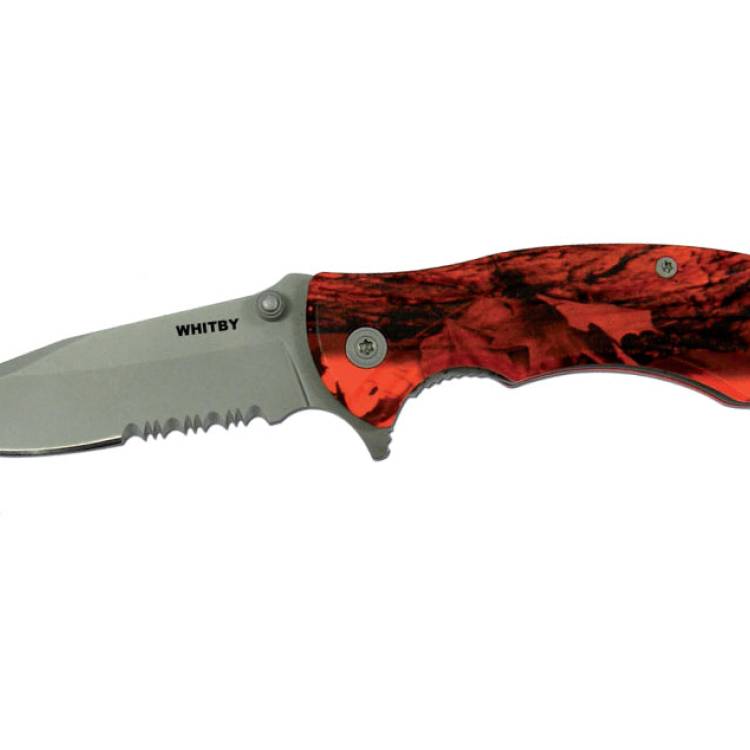 Whitby & Co Knife Lock Orange Camo Handle - Silver