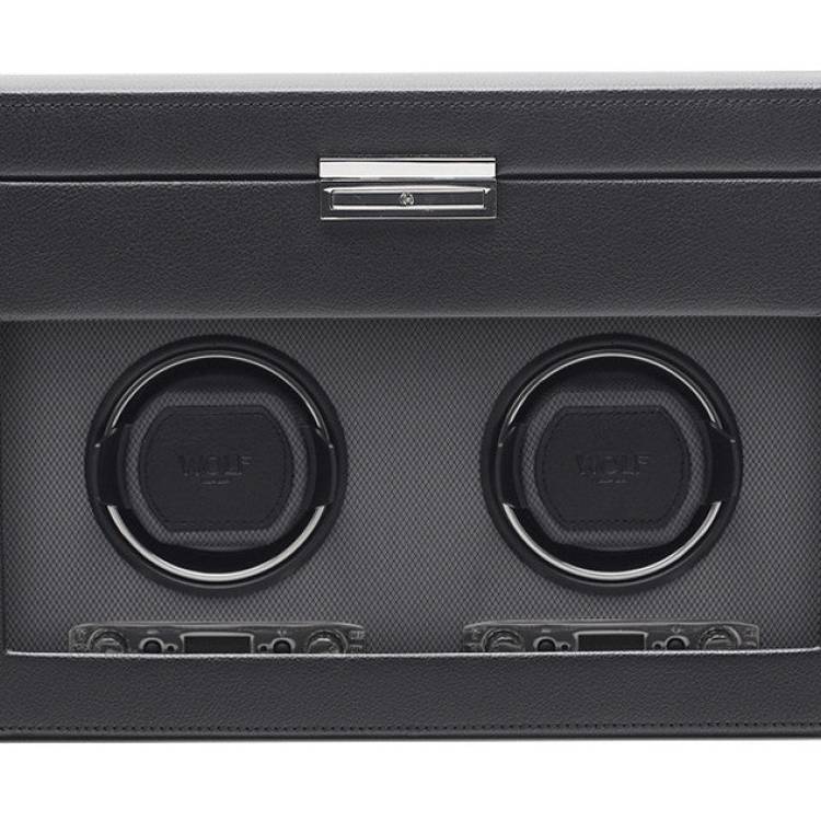 WOLF Watch Winder Viceroy Double Storage And Travel Case - Black
