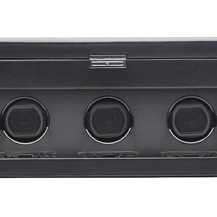 WOLF Watch Winder Viceroy Triple Storage And Travel Case - Black