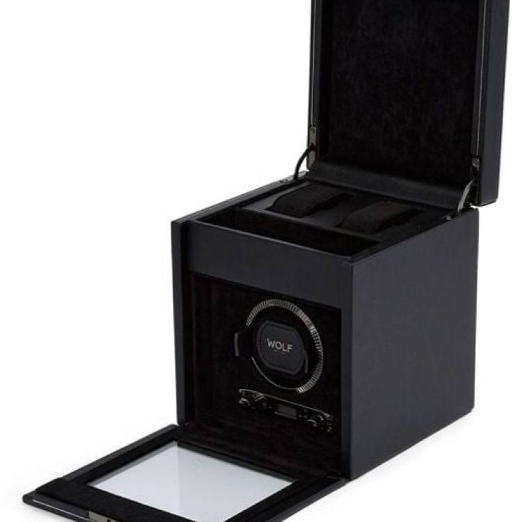 WOLF Watch Winder British Racing Black Single Storage - Black