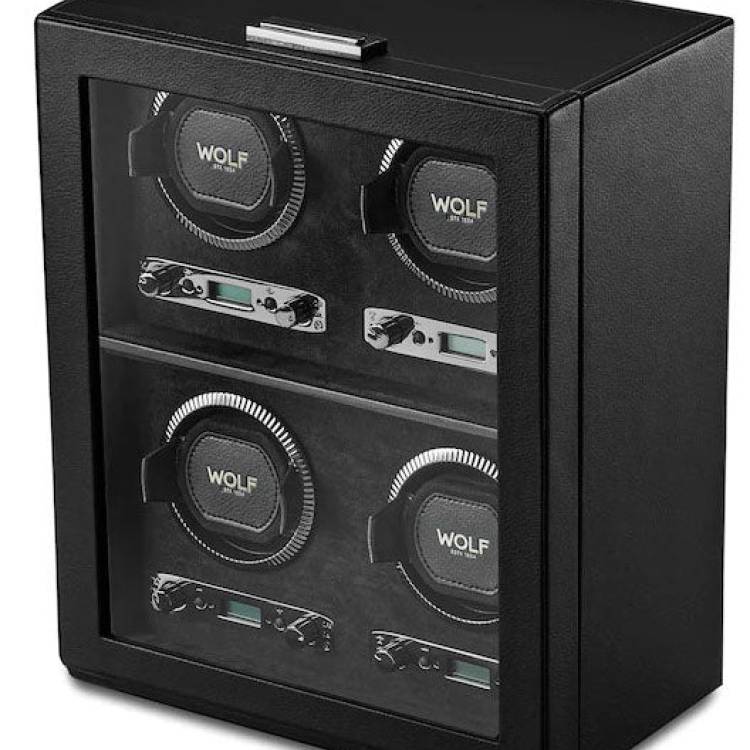 WOLF Watch Winder British Racing Black 4pc - Black