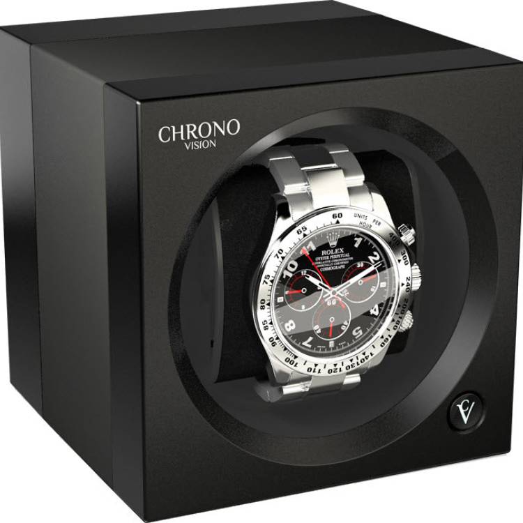 Chronovision One Watch Winder With Bluetooth Titanium Anodized Black Silk - Black