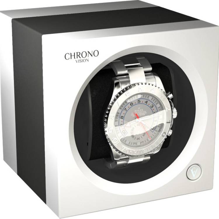 Chronovision One Watch Winder Bluetooth Titanium Anodized White Silk - Black