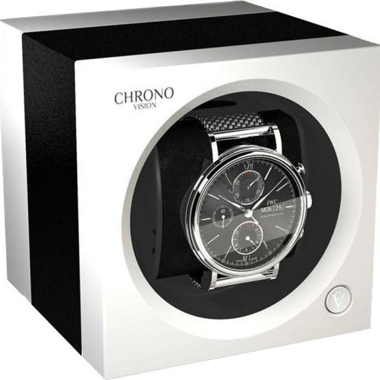 Chronovision One Watch Winder Bluetooth Black Anodized White Silk - Black