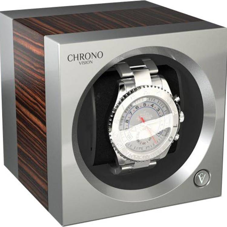 Chronovision One Watch Winder Bluetooth Macassar Silk Chrome Silk - Black