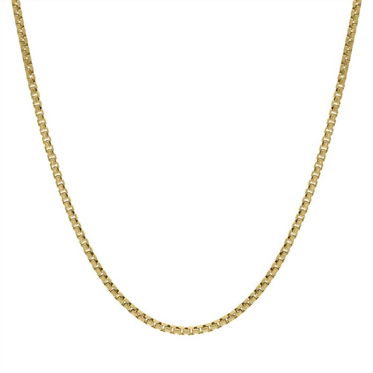 Yellow Gold Plated Sterling Silver 18 Inch Rounded Box Chain - Gold