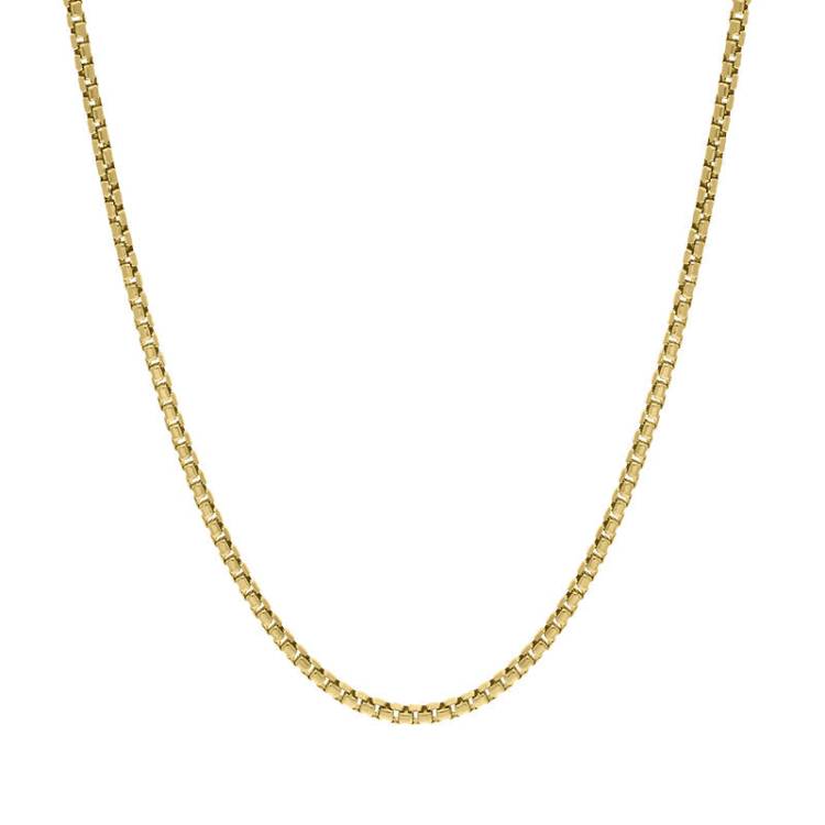 Yellow Gold Plated Sterling Silver 30 Inch Rounded Box Chain - Gold
